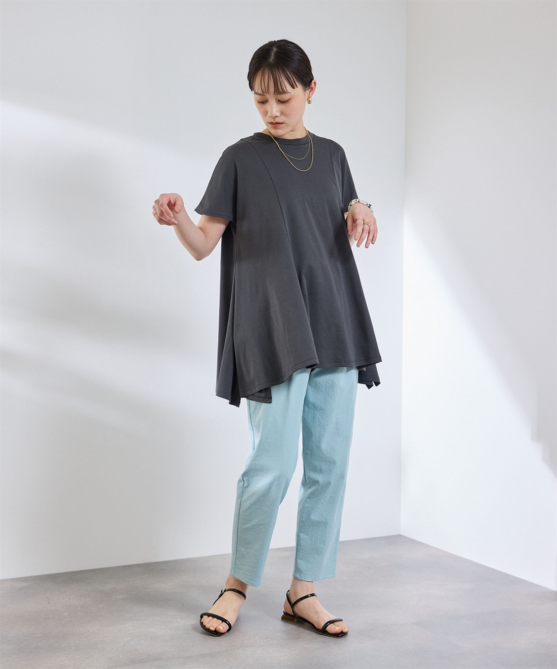 CROSS FUNCTION 《汗染み防止》エブ楽 天竺アシメトリーデザインTシャツ_sub_18