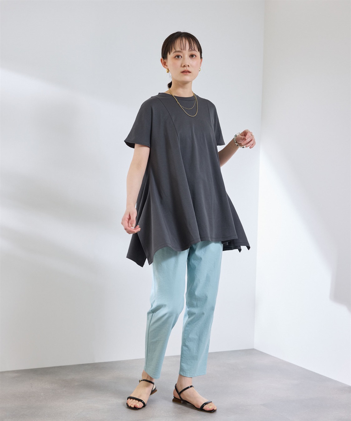 CROSS FUNCTION 《汗染み防止》エブ楽 天竺アシメトリーデザインTシャツ_sub_19