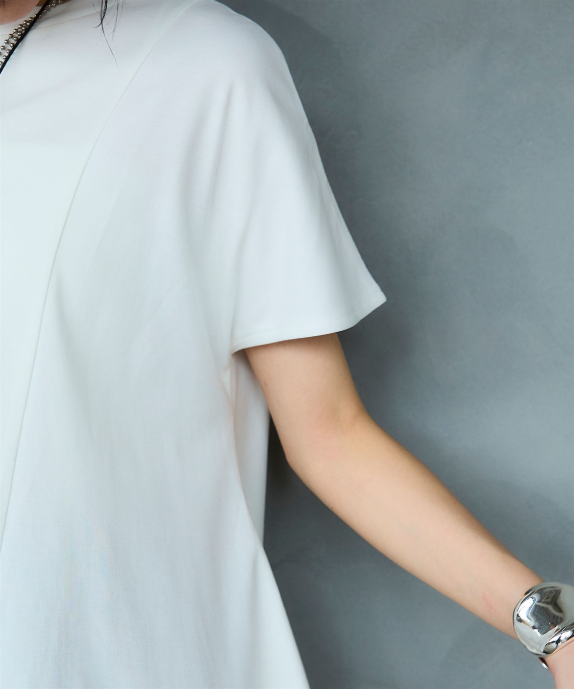 CROSS FUNCTION 《汗染み防止》エブ楽 天竺アシメトリーデザインTシャツ_sub_24