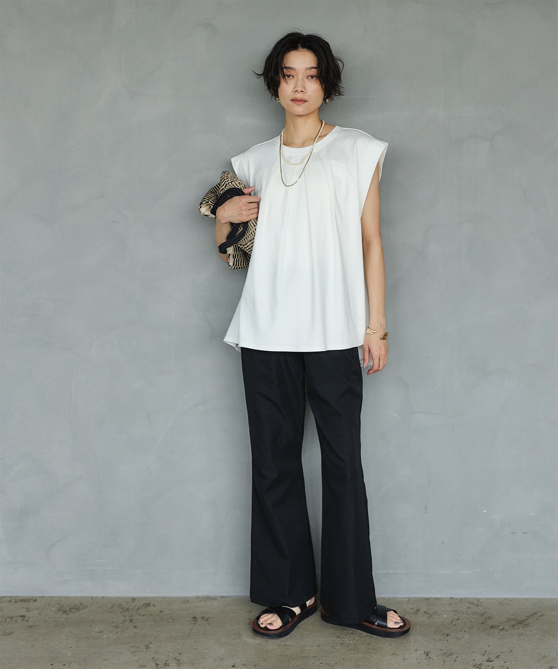 CROSS FUNCTION 《汗染み防止》エブ楽 天竺フロントタックノースリーブTシャツ_sub_6