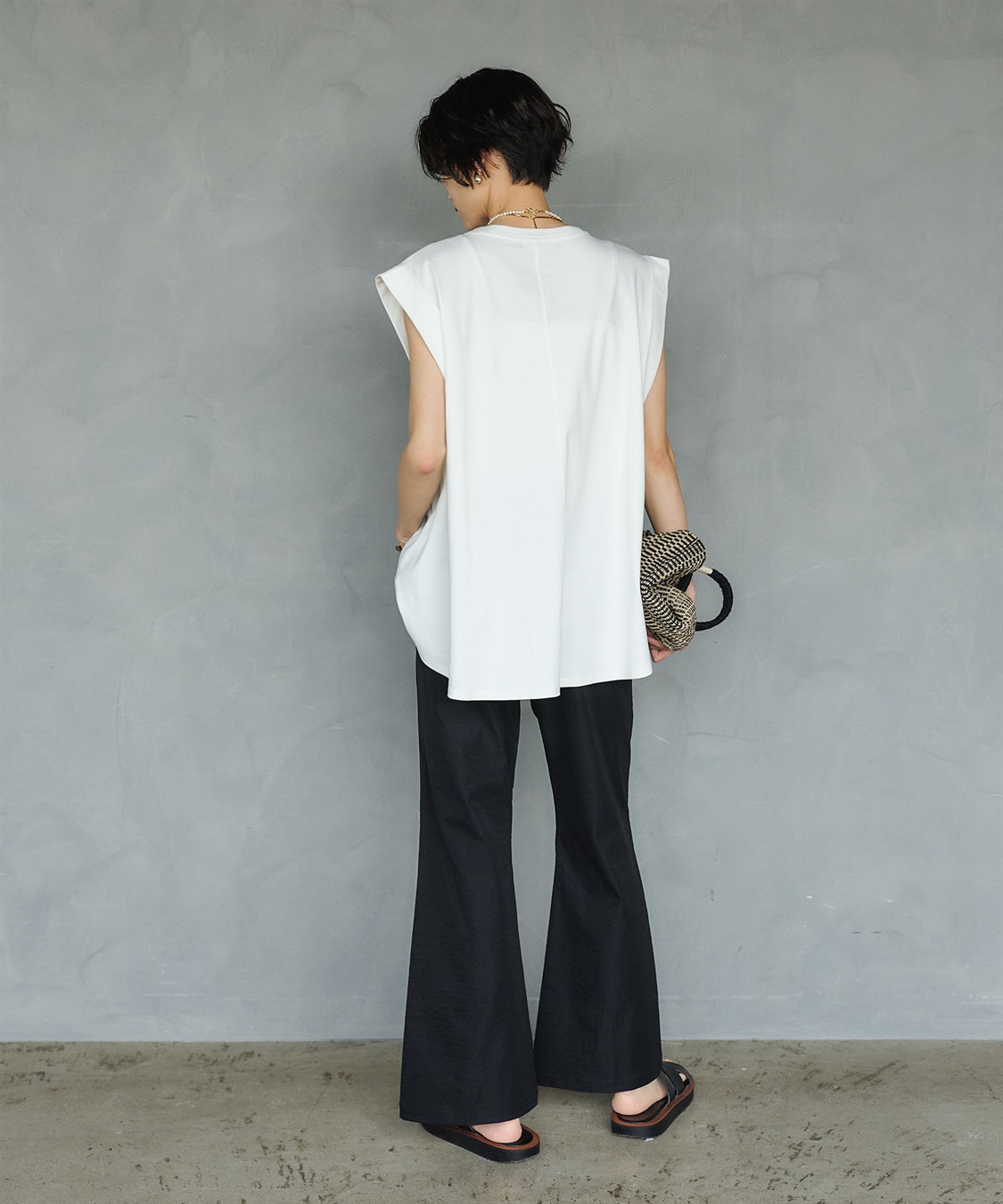 CROSS FUNCTION 《汗染み防止》エブ楽 天竺フロントタックノースリーブTシャツ_sub_10