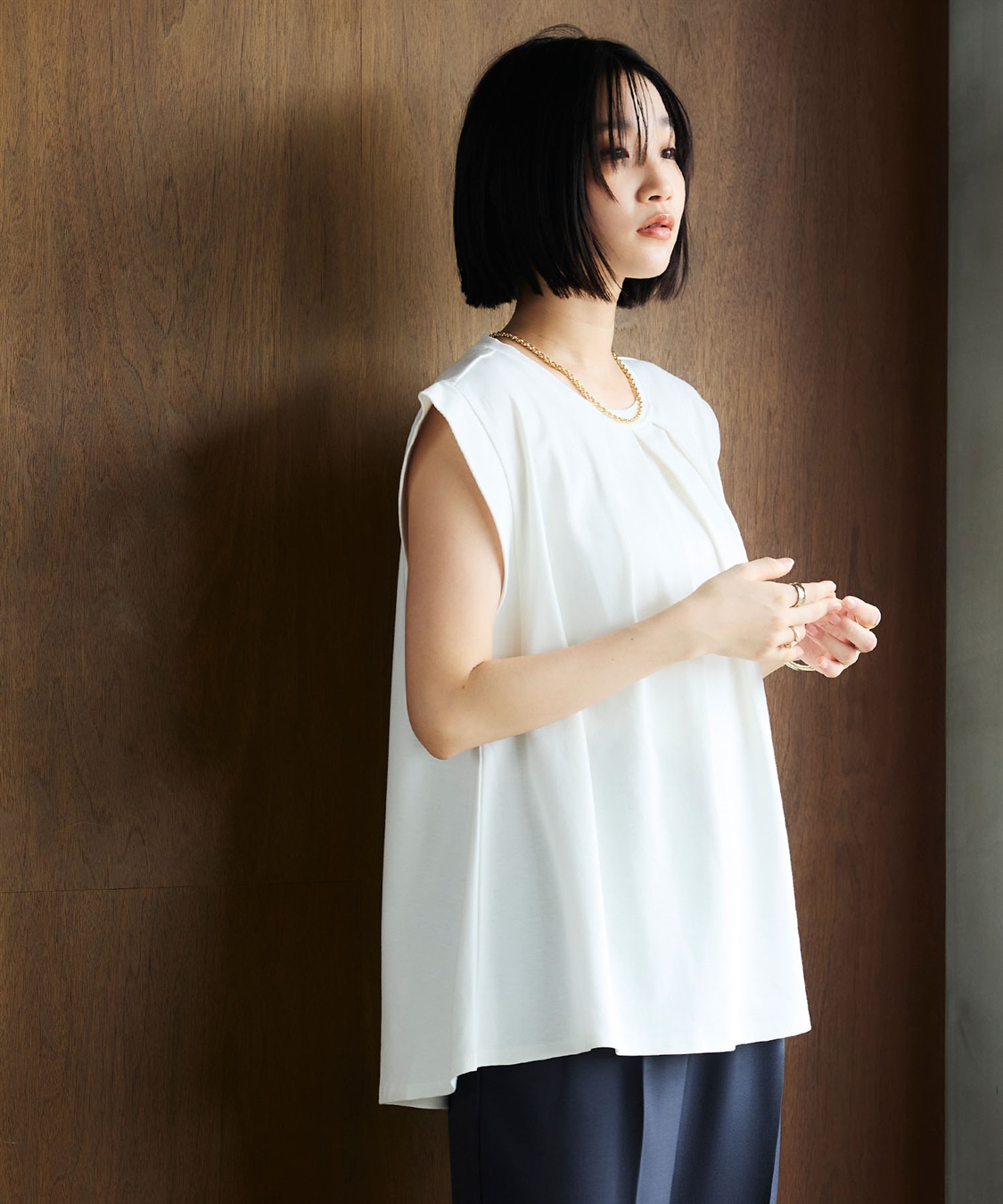 CROSS FUNCTION 《汗染み防止》エブ楽 天竺フロントタックノースリーブTシャツ_sub_11