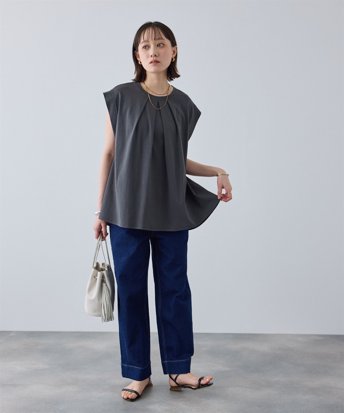 CROSS FUNCTION 《汗染み防止》エブ楽 天竺フロントタックノースリーブTシャツ_sub_22