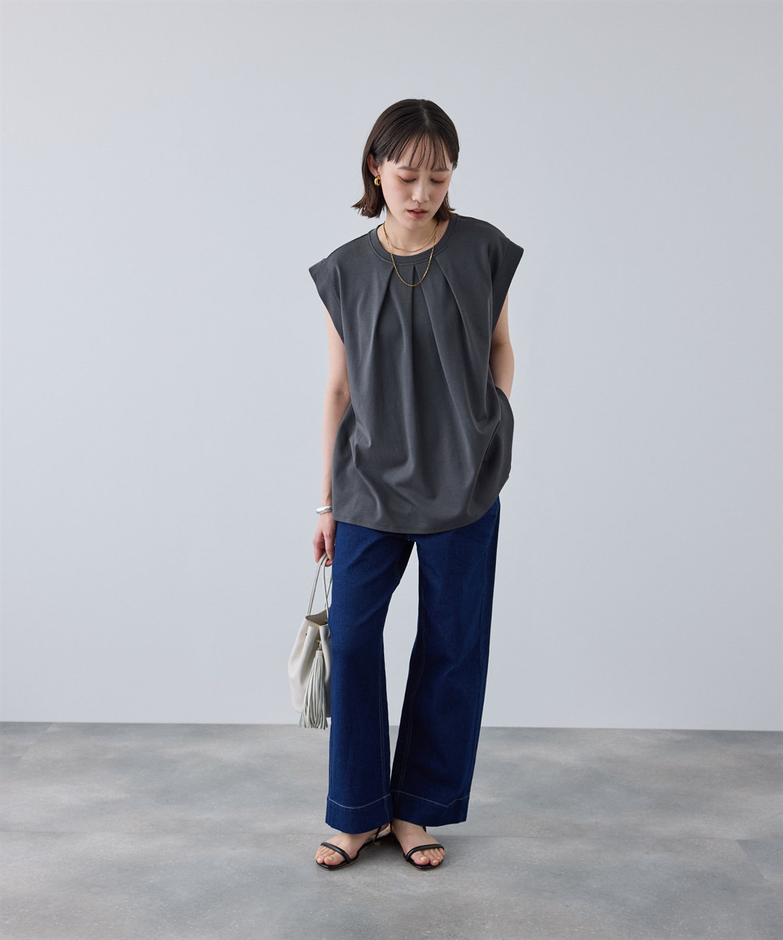 CROSS FUNCTION 《汗染み防止》エブ楽 天竺フロントタックノースリーブTシャツ_sub_24