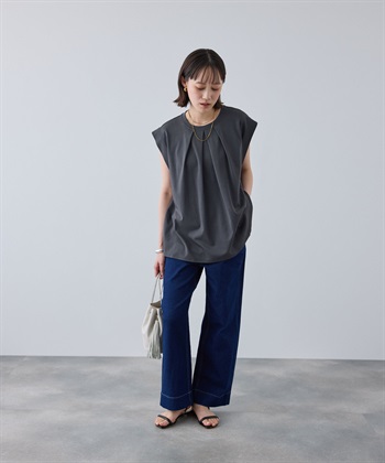 CROSS FUNCTION 《汗染み防止》エブ楽 天竺フロントタックノースリーブTシャツ_subthumb_24