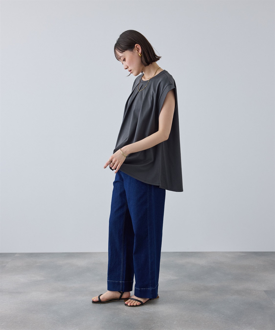 CROSS FUNCTION 《汗染み防止》エブ楽 天竺フロントタックノースリーブTシャツ_sub_25