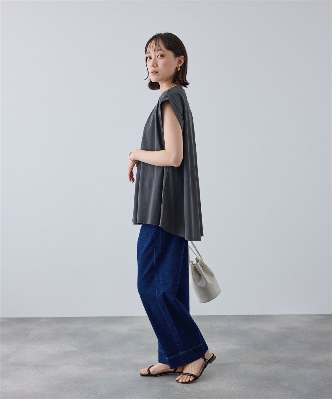 CROSS FUNCTION 《汗染み防止》エブ楽 天竺フロントタックノースリーブTシャツ_sub_26