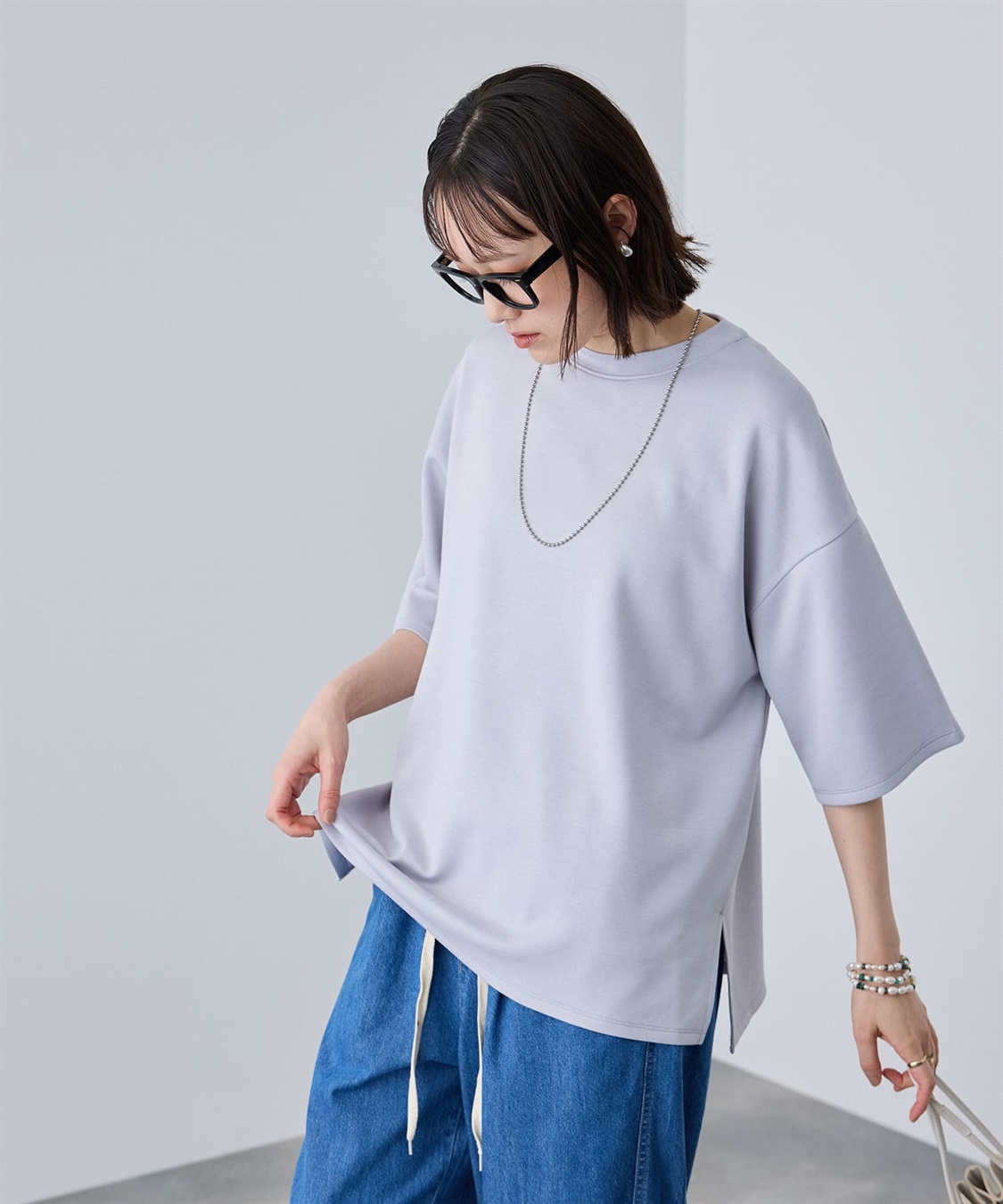 CROSS FUNCTION 《UV/接触冷感》エブ楽 なめらかダンボール ビッグシルエットTシャツ_sub_16