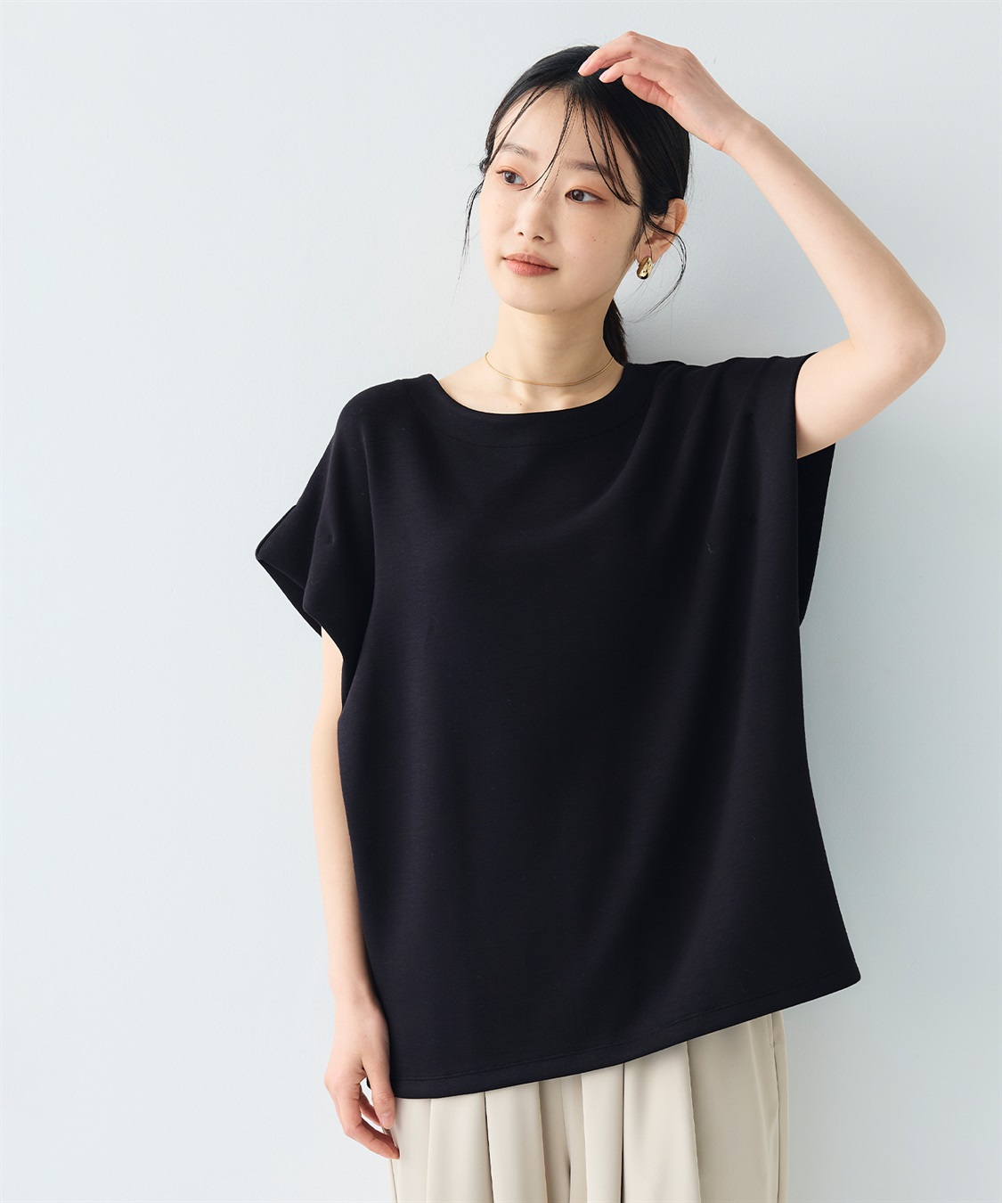 CROSS FUNCTION 《UV/接触冷感》エブ楽 なめらかダンボール フレンチスリーブドルマンTシャツ_sub_3