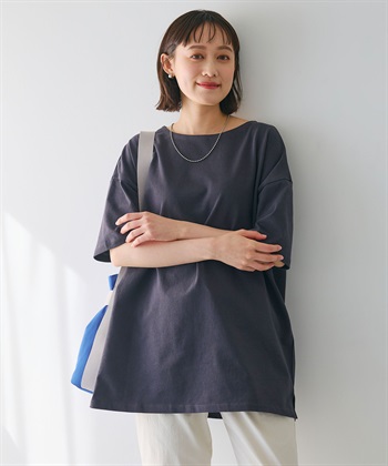 CROSS FUNCTION 《よれにくい》エブ楽 オーバーサイズハーフスリーブコットンTシャツ_subthumb_2