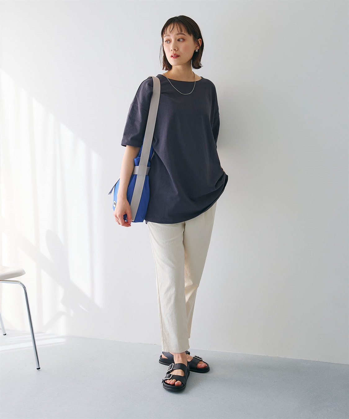 CROSS FUNCTION 《よれにくい》エブ楽 オーバーサイズハーフスリーブコットンTシャツ_sub_17