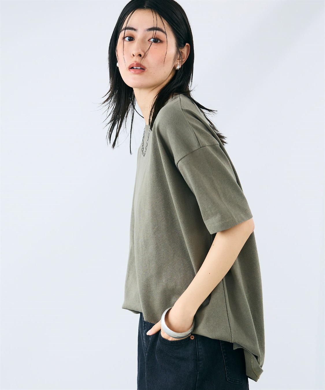 CROSS FUNCTION 《よれにくい》エブ楽 オーバーサイズハーフスリーブコットンTシャツ_sub_21