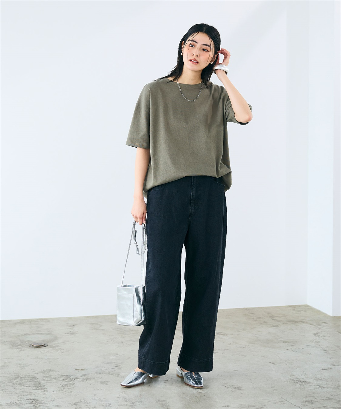 CROSS FUNCTION 《よれにくい》エブ楽 オーバーサイズハーフスリーブコットンTシャツ_sub_22
