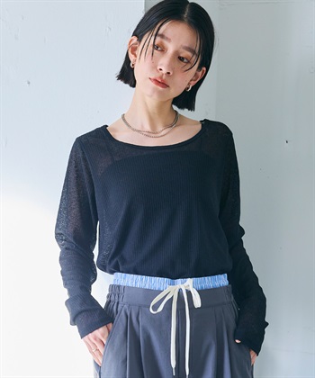 CROSS FUNCTION 《接触冷感》エブ楽 シアーリブロングTシャツ_subthumb_2