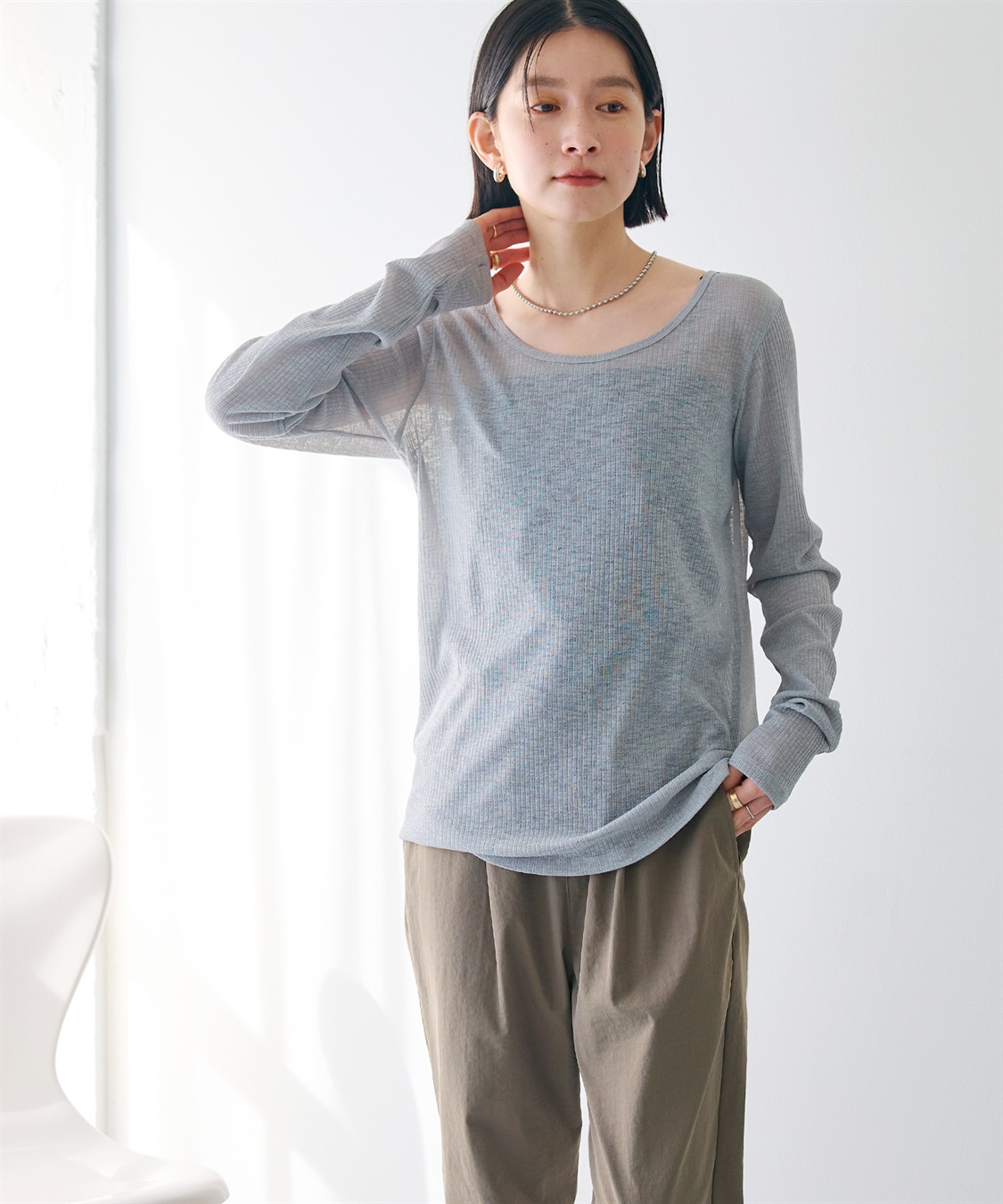 CROSS FUNCTION 《接触冷感》エブ楽 シアーリブロングTシャツ_sub_5