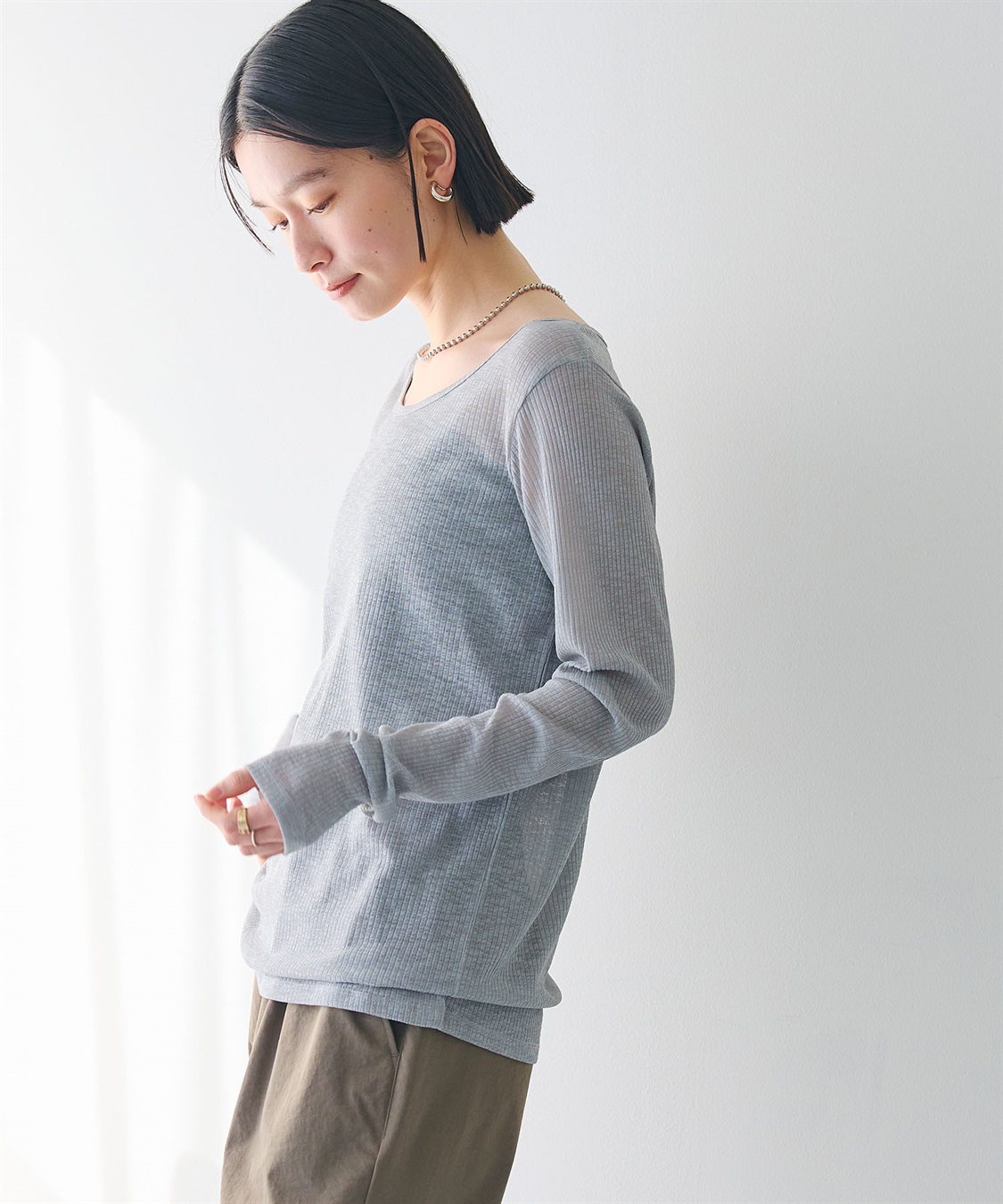 CROSS FUNCTION 《接触冷感》エブ楽 シアーリブロングTシャツ_sub_6