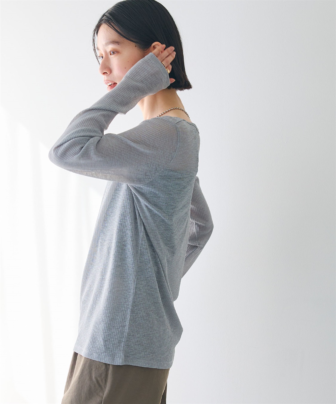 CROSS FUNCTION 《接触冷感》エブ楽 シアーリブロングTシャツ_sub_7