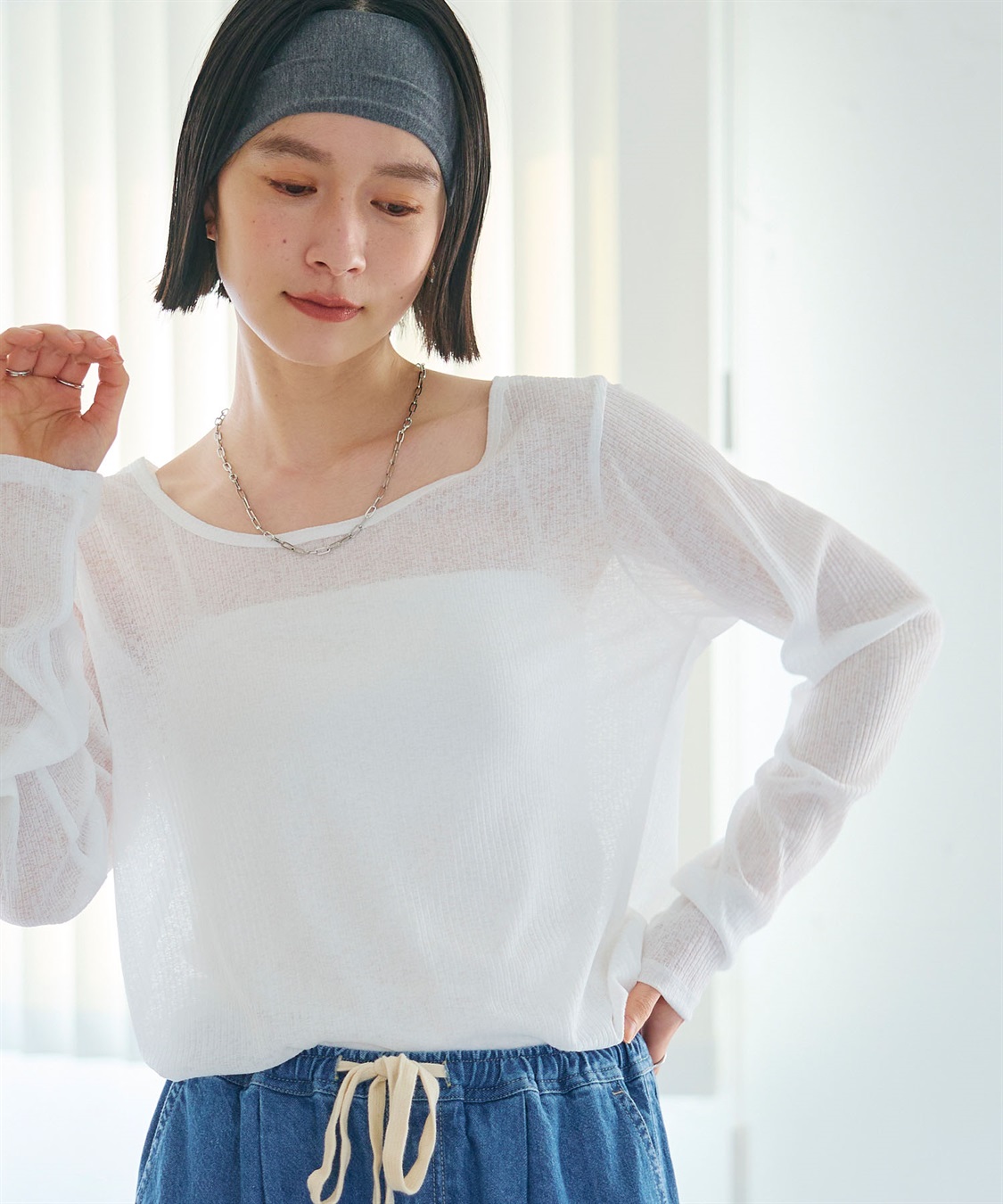 CROSS FUNCTION 《接触冷感》エブ楽 シアーリブロングTシャツ_sub_8