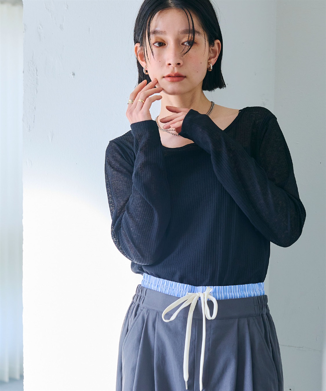 CROSS FUNCTION 《接触冷感》エブ楽 シアーリブロングTシャツ_sub_16