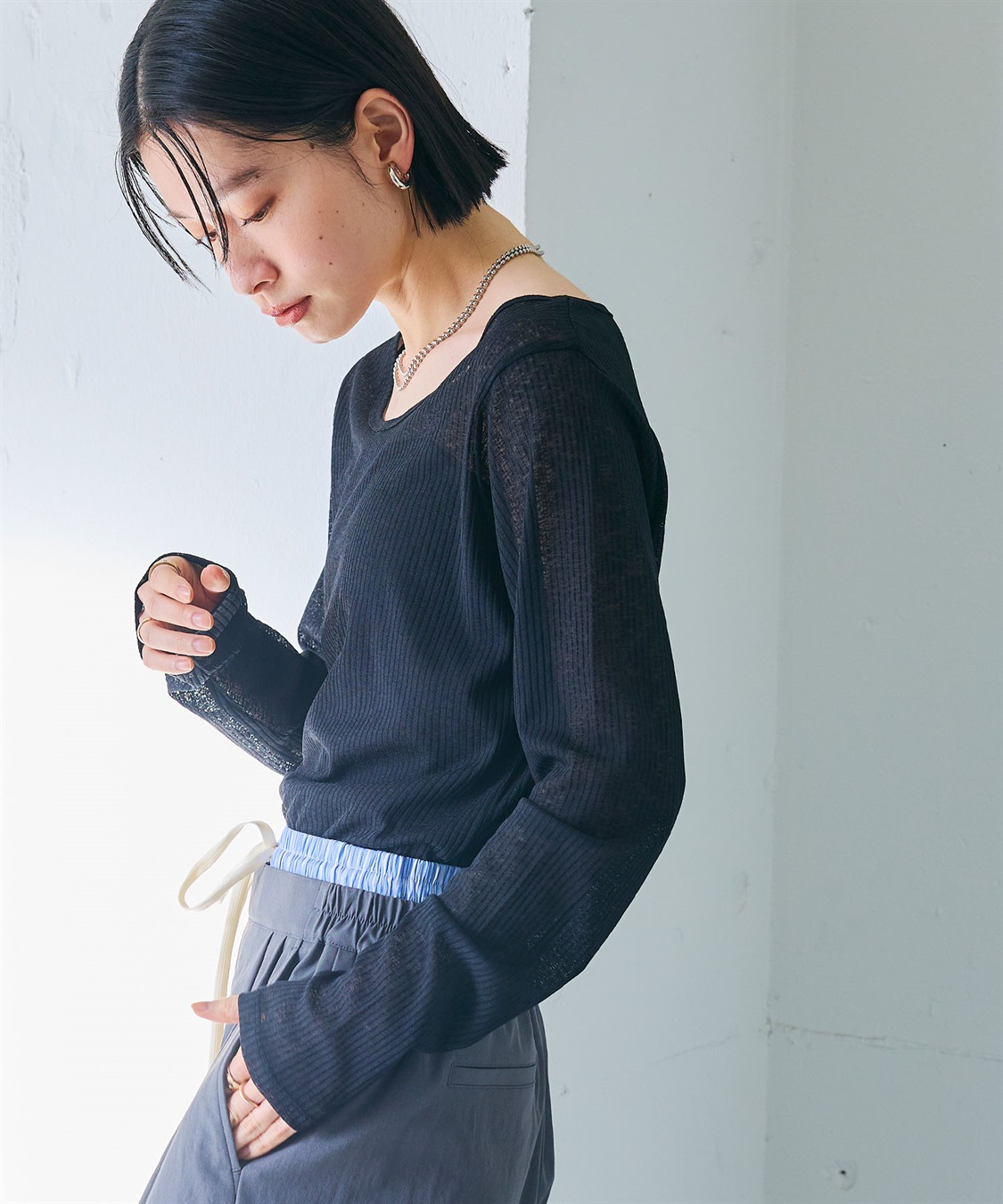 CROSS FUNCTION 《接触冷感》エブ楽 シアーリブロングTシャツ_sub_17