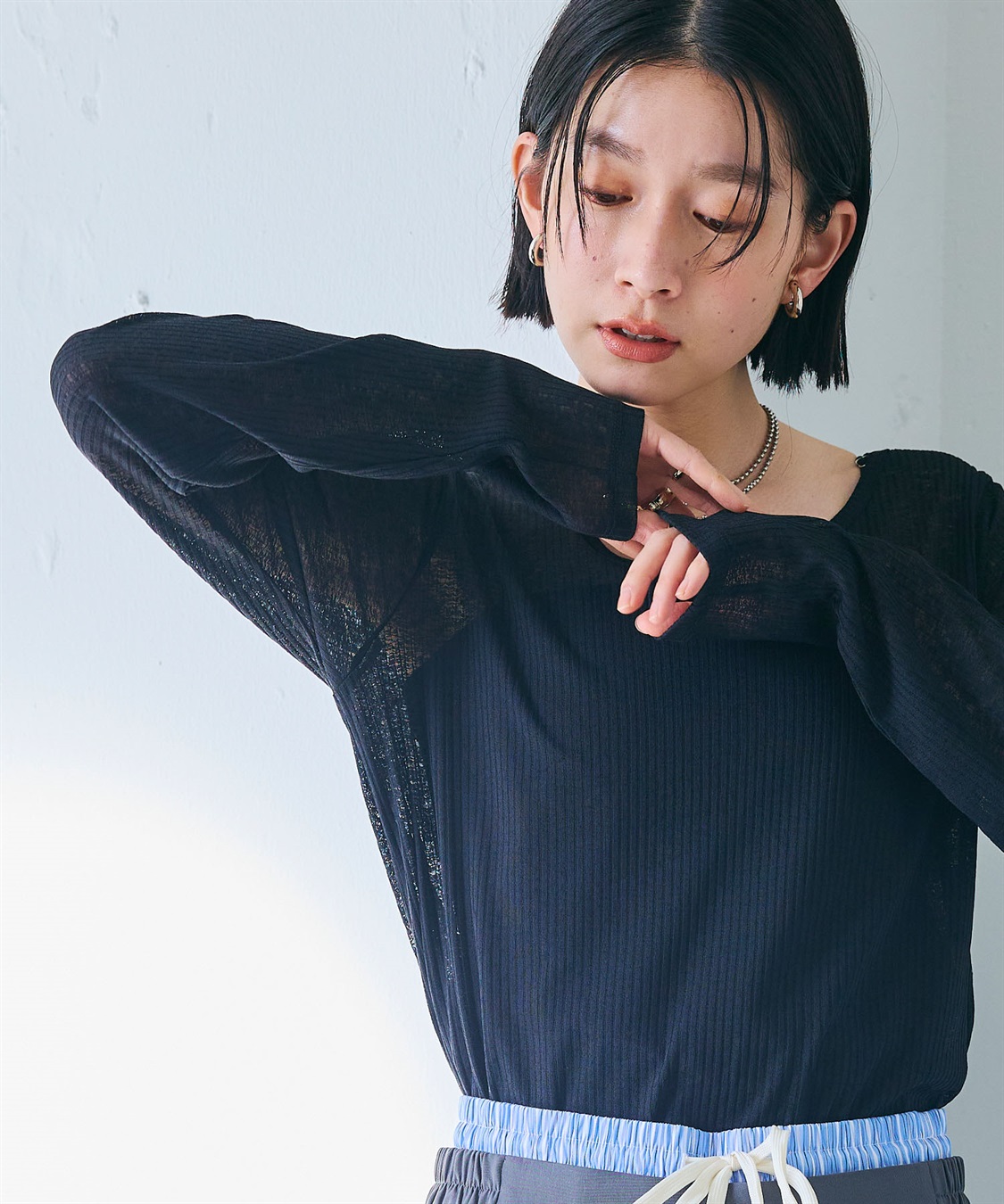CROSS FUNCTION 《接触冷感》エブ楽 シアーリブロングTシャツ_sub_18