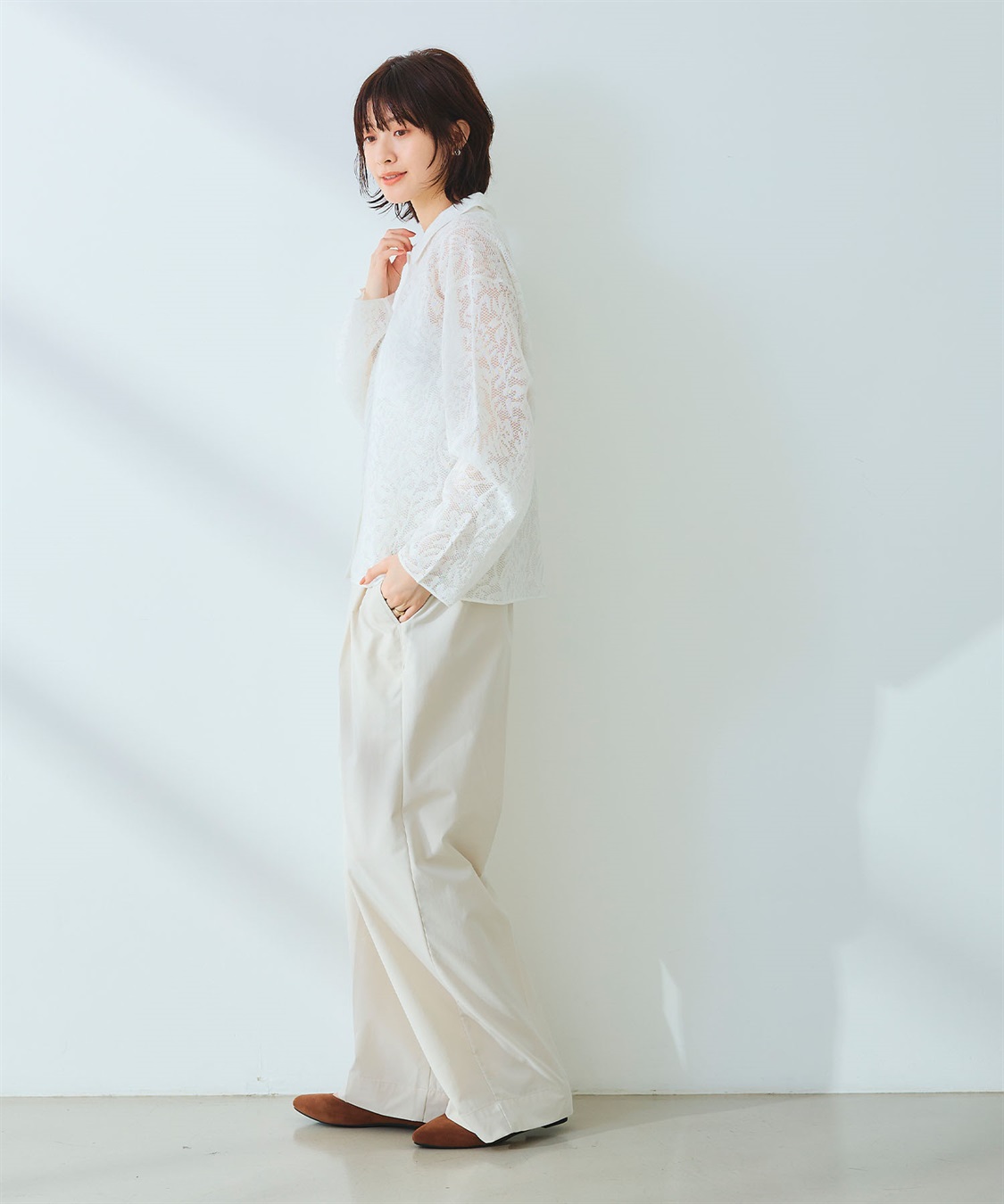 CROSS FUNCTION 《洗える》サマ美え シアージャガードレースニットカーディガン_sub_17
