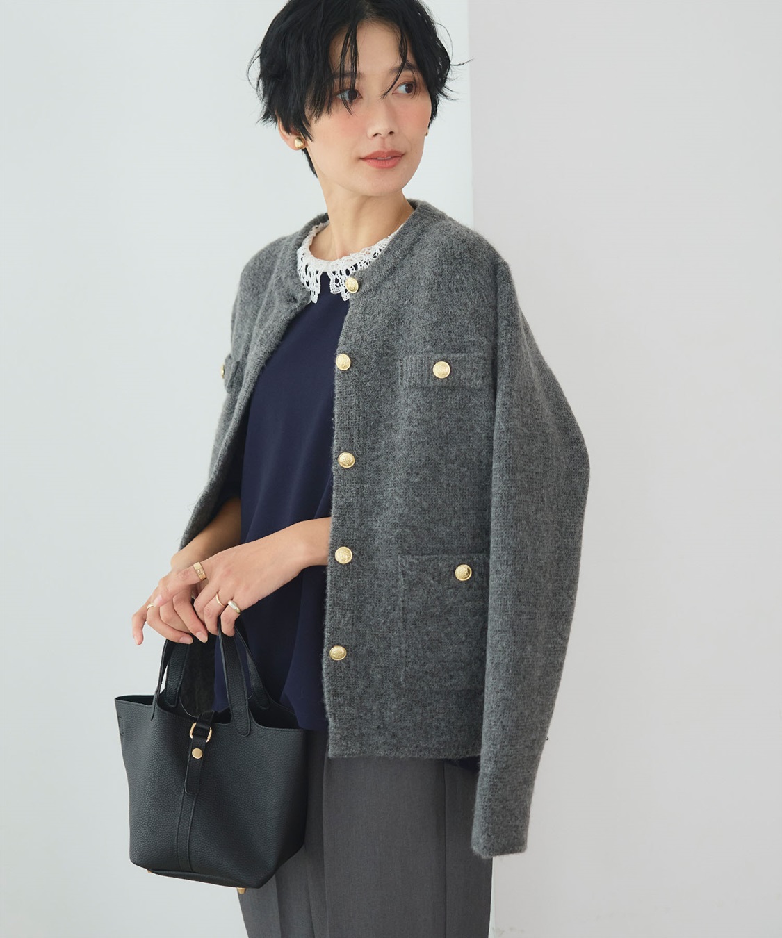 CROSS FUNCTION 《抗菌防臭》サマ美え 金釦ニットジャケット_sub_16