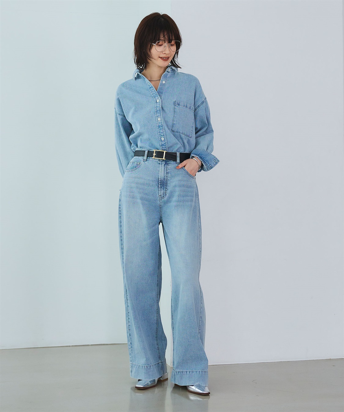 CROSS FUNCTION 《撥水》FRESH DENIM デニムワイドバギーパンツ_sub_3
