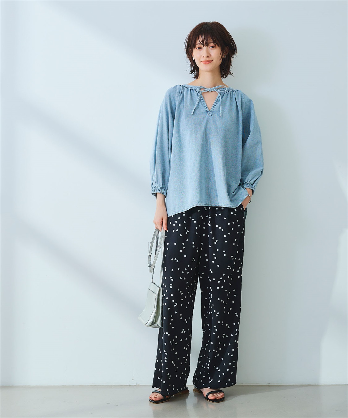 CROSS FUNCTION 《撥水》FRESH DENIM デニムカフタンボリュームスリーブブラウス_sub_10