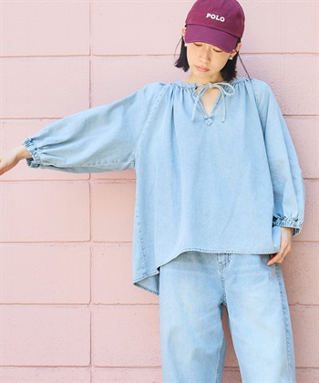 CROSS FUNCTION 《撥水》FRESH DENIM デニムカフタンボリュームスリーブブラウス_subthumb_14