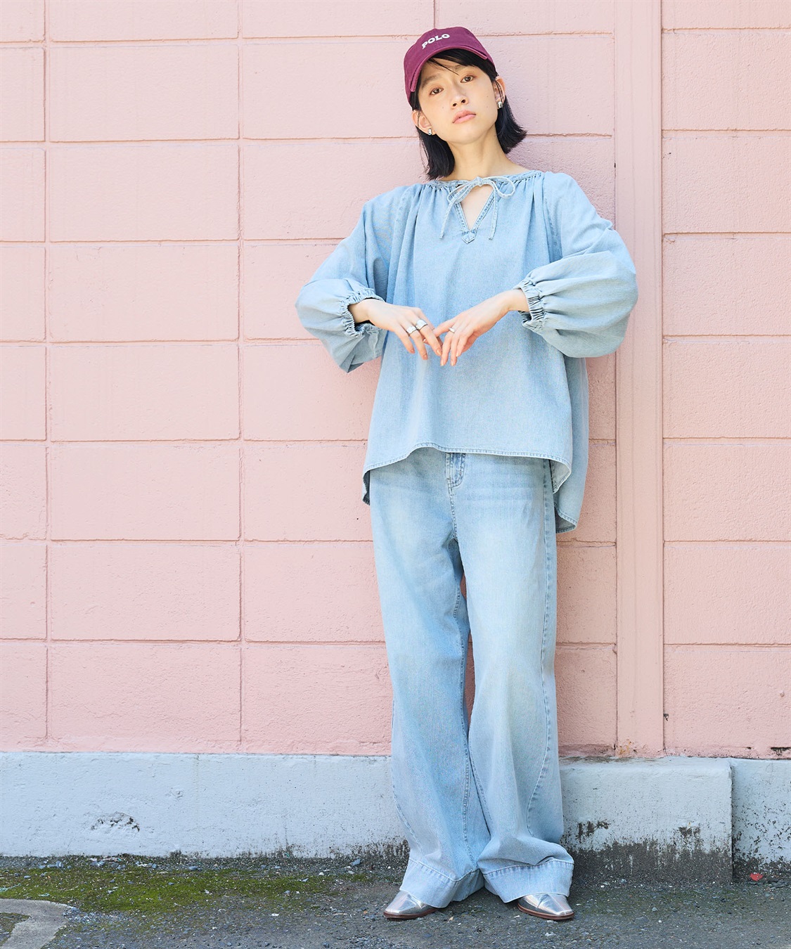 CROSS FUNCTION 《撥水》FRESH DENIM デニムカフタンボリュームスリーブブラウス_sub_15