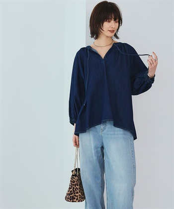 CROSS FUNCTION 《撥水》FRESH DENIM デニムカフタンボリュームスリーブブラウス_subthumb_20