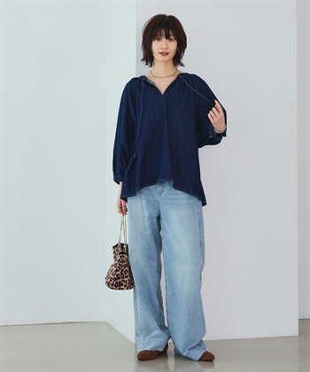 CROSS FUNCTION 《撥水》FRESH DENIM デニムカフタンボリュームスリーブブラウス_subthumb_23