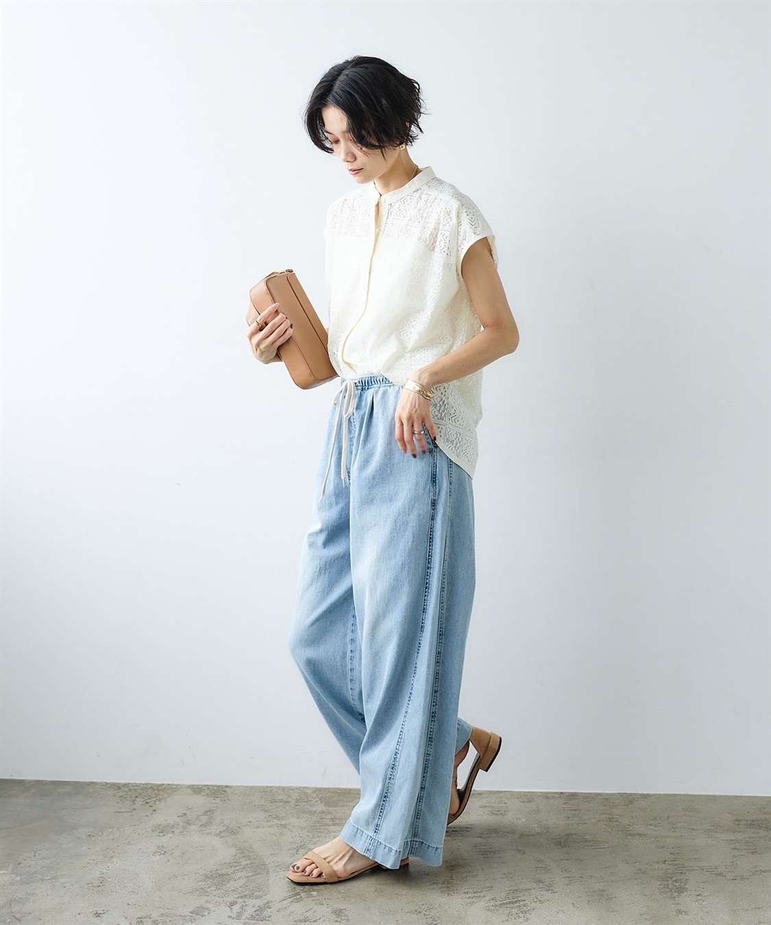 CROSS FUNCTION 《撥水》FRESH DENIM ドロストデニムワイドパンツ_sub_5