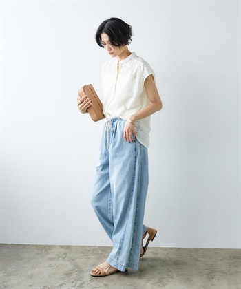 CROSS FUNCTION 《撥水》FRESH DENIM ドロストデニムワイドパンツ_subthumb_5