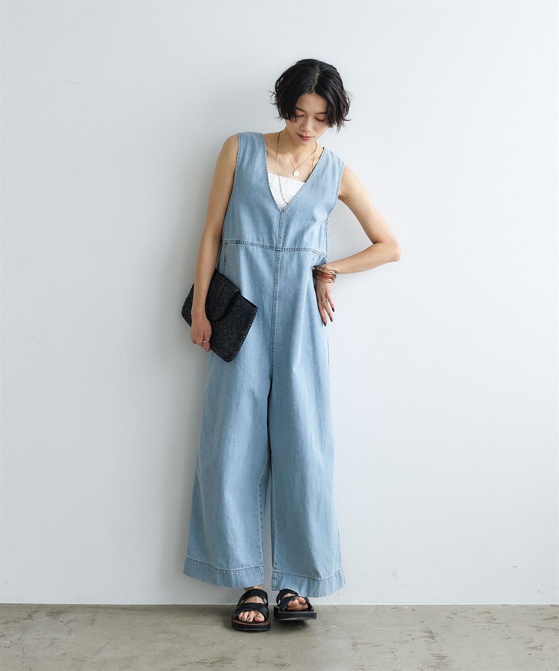 CROSS FUNCTION 《撥水》FRESH DENIM デニムルーズオールインワン_sub_2