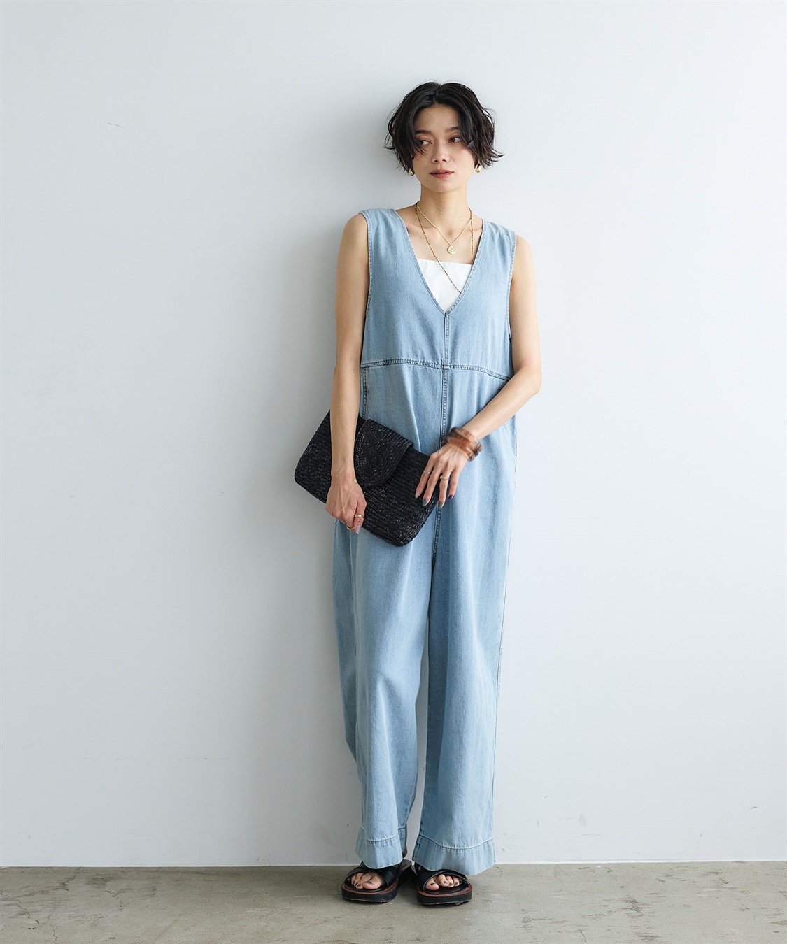 CROSS FUNCTION 《撥水》FRESH DENIM デニムルーズオールインワン_sub_3