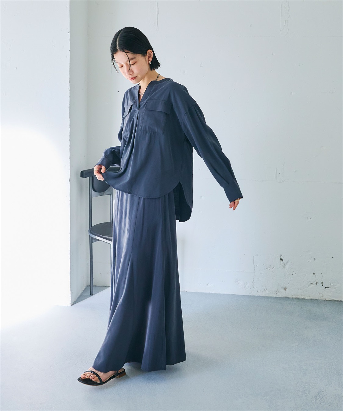 CROSS FUNCTION 《接触冷感》サマ美え とろみワークディテールドレープシャツ_sub_6