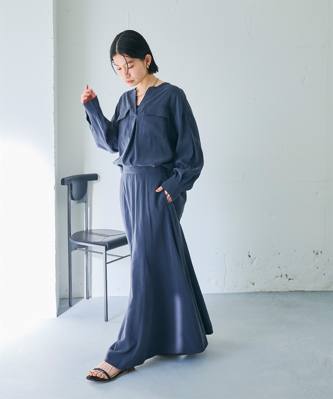 CROSS FUNCTION 《接触冷感》サマ美え とろみワークディテールドレープシャツ_sub_11