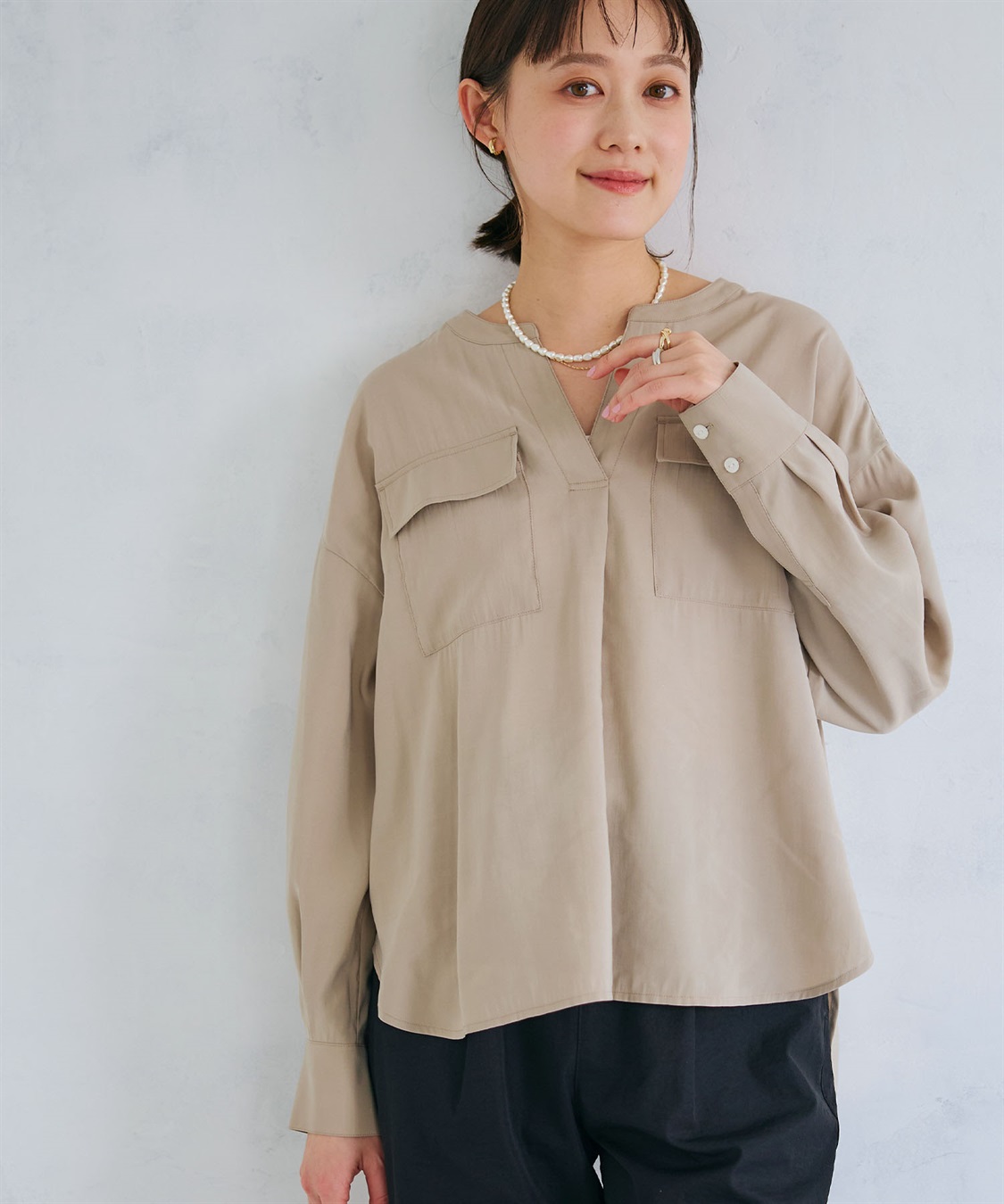 CROSS FUNCTION 《接触冷感》サマ美え とろみワークディテールドレープシャツ_sub_13