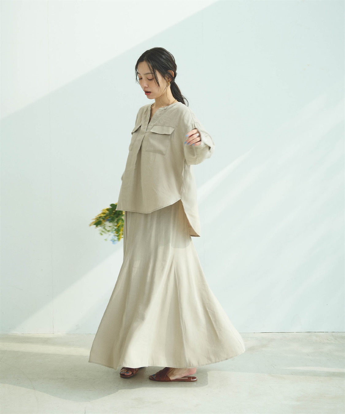 CROSS FUNCTION 《接触冷感》サマ美え とろみワークディテールドレープシャツ_sub_22