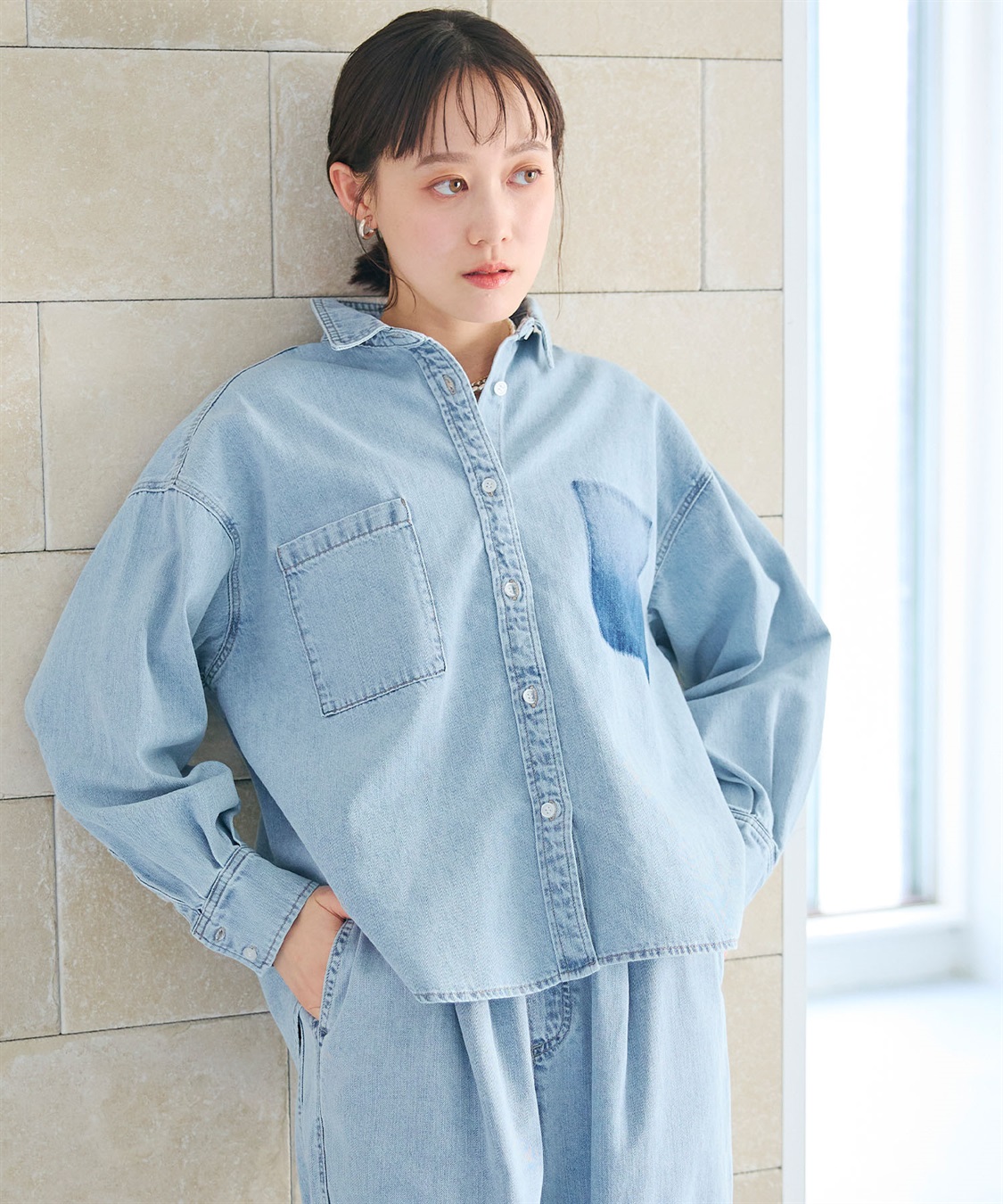 CROSS FUNCTION 《撥水》FRESH DENIM ポケットデザインデニムシャツ_sub_3