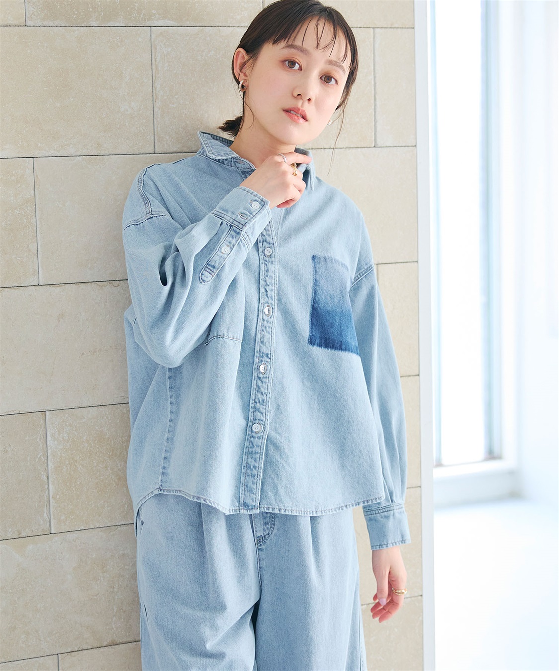 CROSS FUNCTION 《撥水》FRESH DENIM ポケットデザインデニムシャツ_sub_5