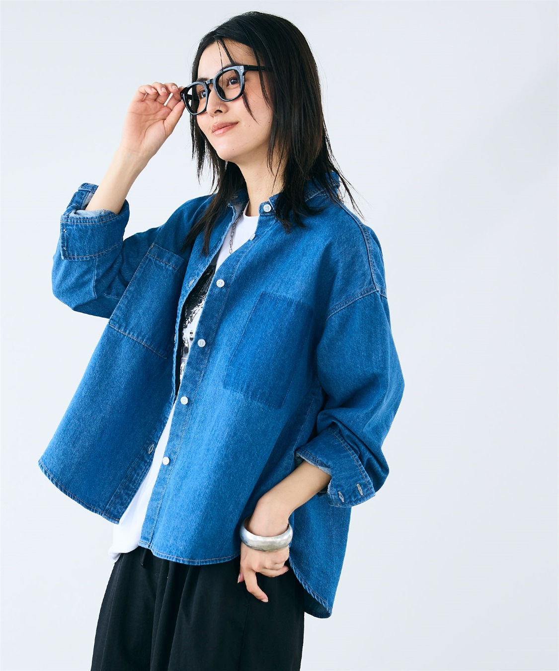 CROSS FUNCTION 《撥水》FRESH DENIM ポケットデザインデニムシャツ_sub_17