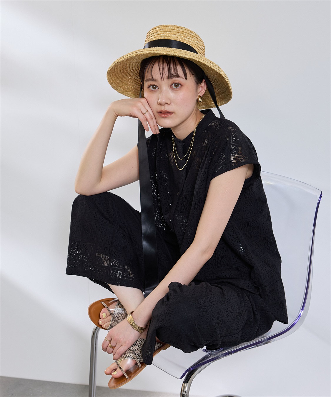 CROSS FUNCTION サマ美え レースフレンチスリーブブラウス_sub_17