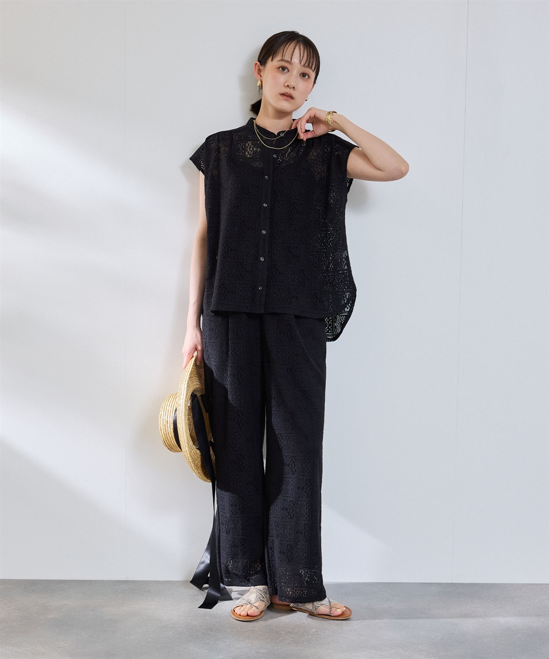 CROSS FUNCTION サマ美え レースフレンチスリーブブラウス_sub_18