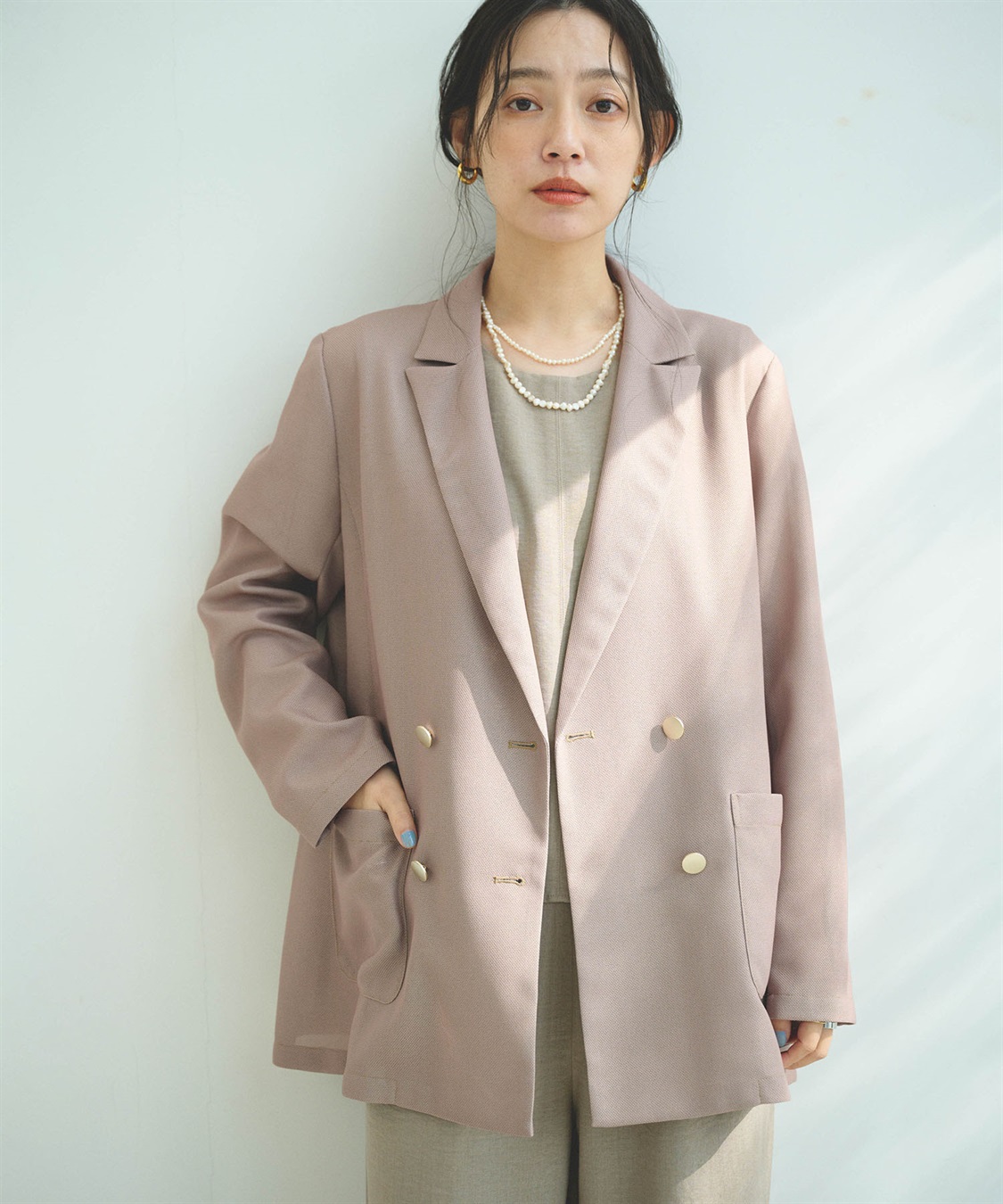 CROSS FUNCTION 《洗える》サマ美え 金釦メッシュテーラードダブルジャケット_sub_1