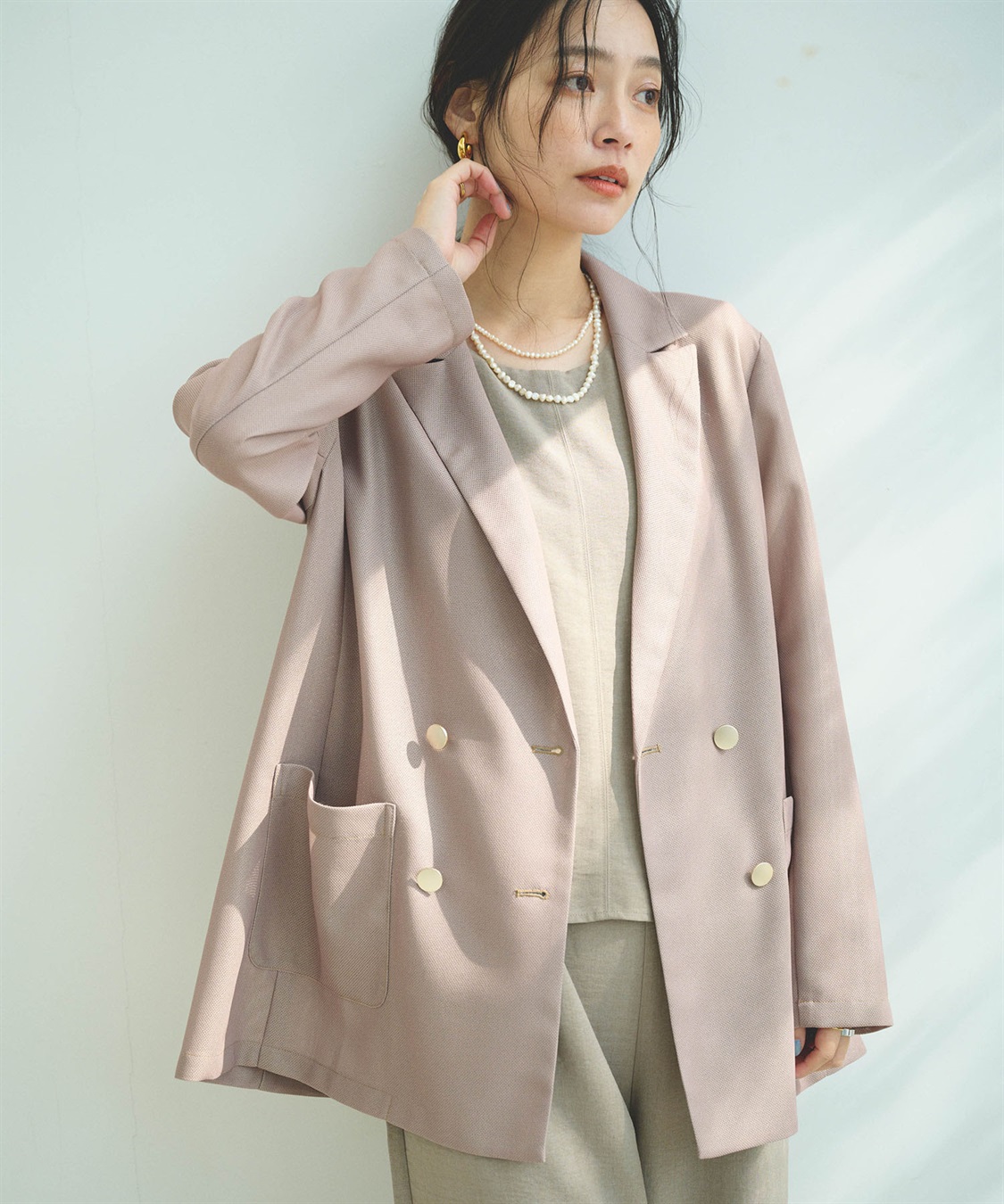 CROSS FUNCTION 《洗える》サマ美え 金釦メッシュテーラードダブルジャケット_sub_12