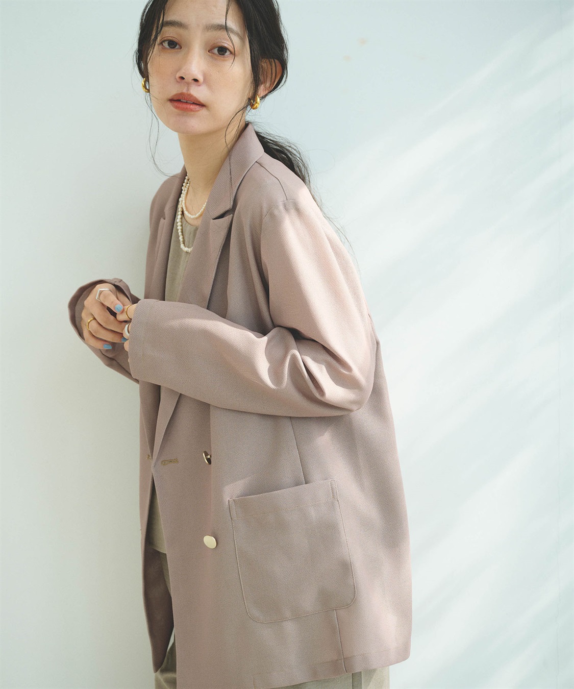 CROSS FUNCTION 《洗える》サマ美え 金釦メッシュテーラードダブルジャケット_sub_13