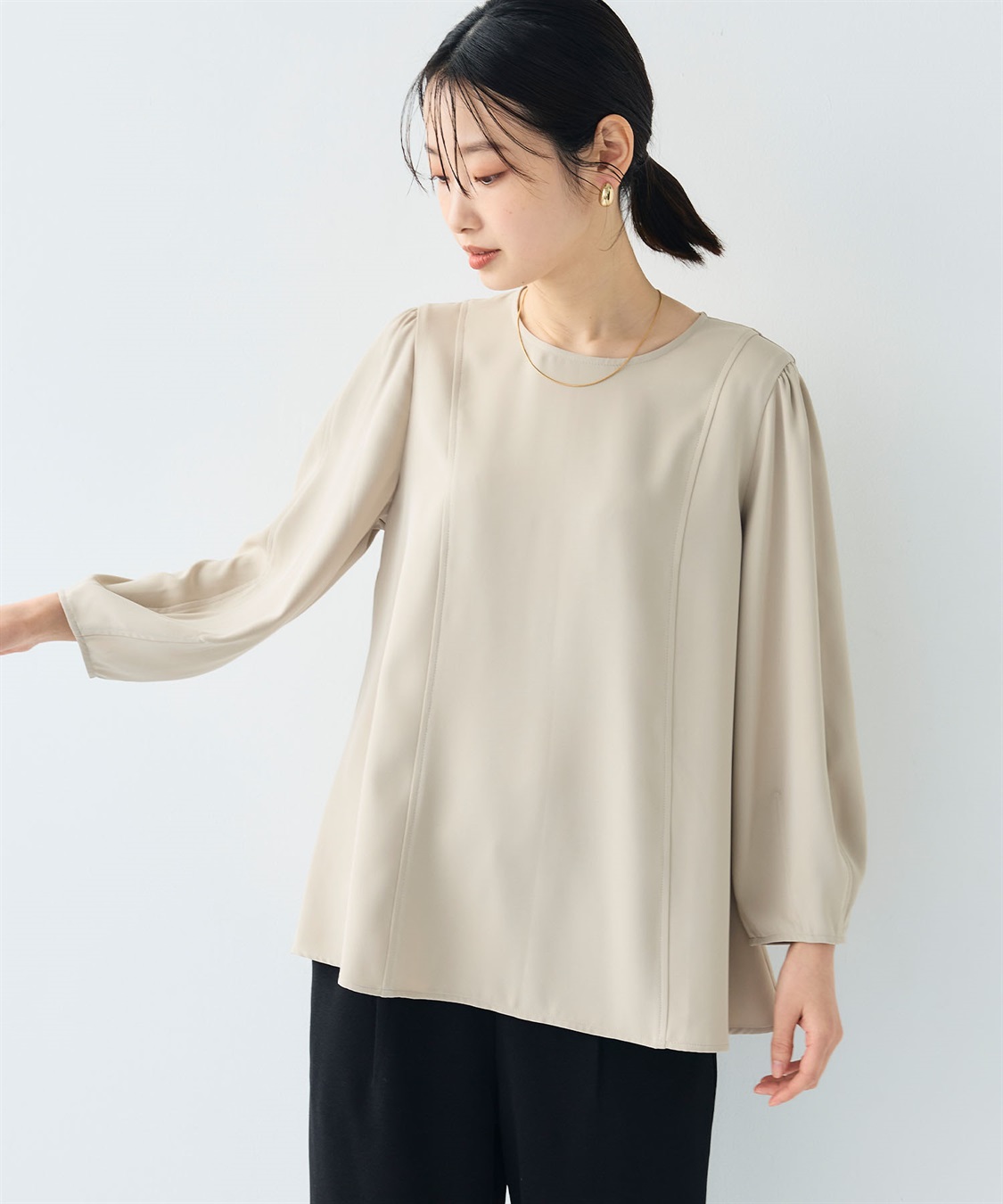 CROSS FUNCTION 《シワになりにくい》サマ美え バックサテンツイルパフブラウス_sub_15